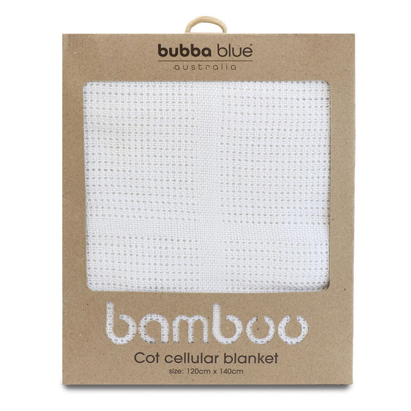 Bubba Blue Bamboo White Cellular Cot Blanket