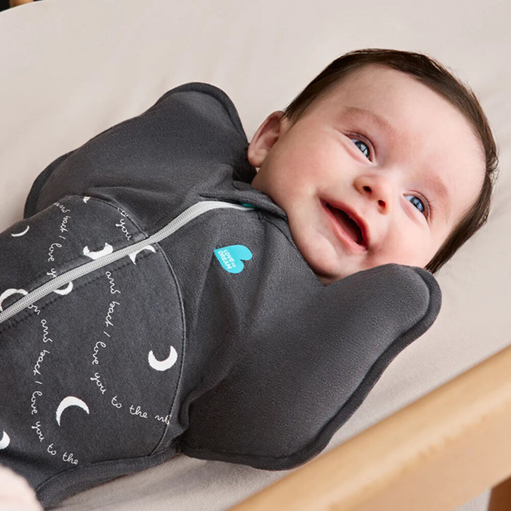 Love To Dream Swaddle Up 1.5T Stretch Cotton Fleece Moon & Back Charcoal