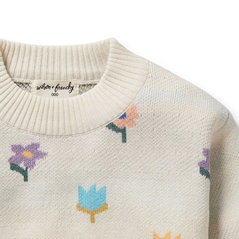 Wilson & Frenchy Flower Pop Organic Knitted Jacquard Jumper