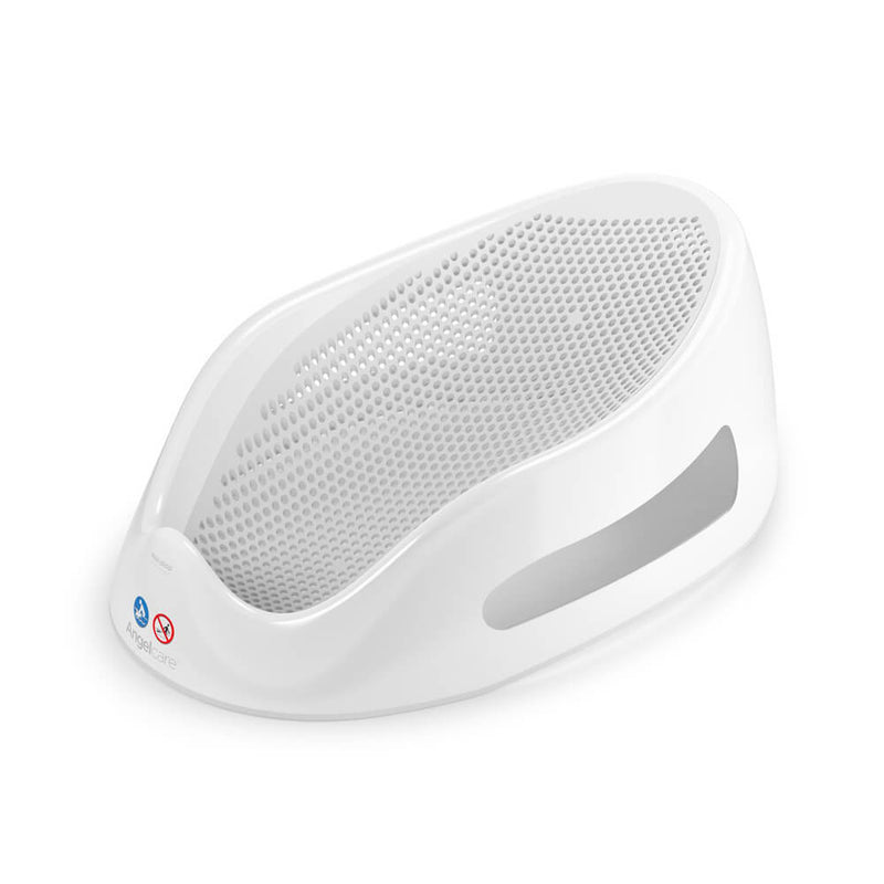 The Angelcare Bath Support by Angelcare features a white, perforated non-slip surface and side handles, ensuring your baby’s comfort and security at bath time. Mildew-resistant for easy cleaning and long-lasting freshness.