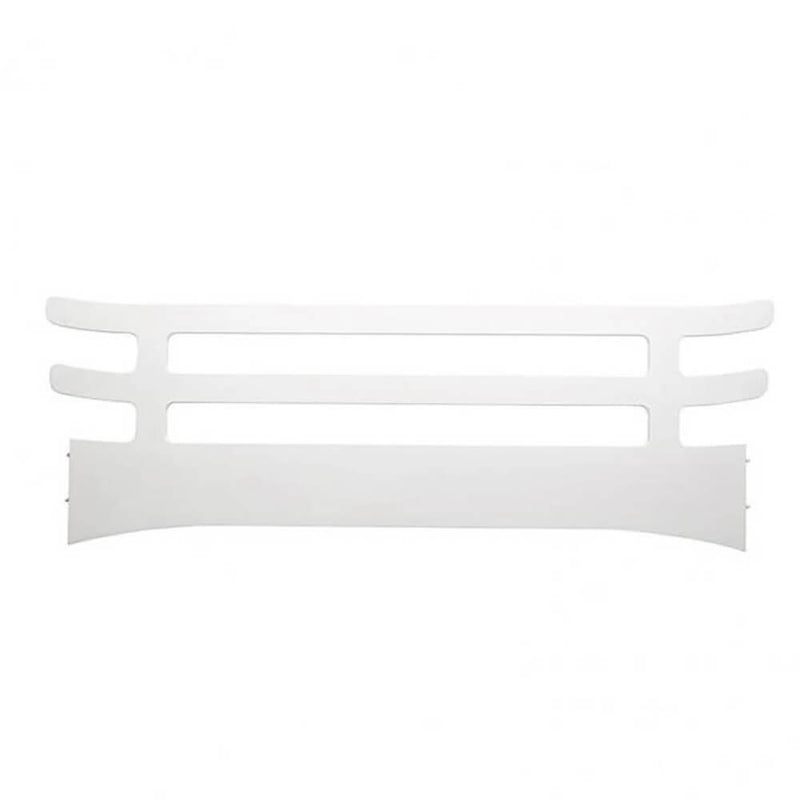 The Leander Junior Bed Safety Guard Rail by Leander is a white, rectangular rail with two horizontal slats and a solid lower section that attaches to the side of your Leander Junior Bed to enhance safety.
