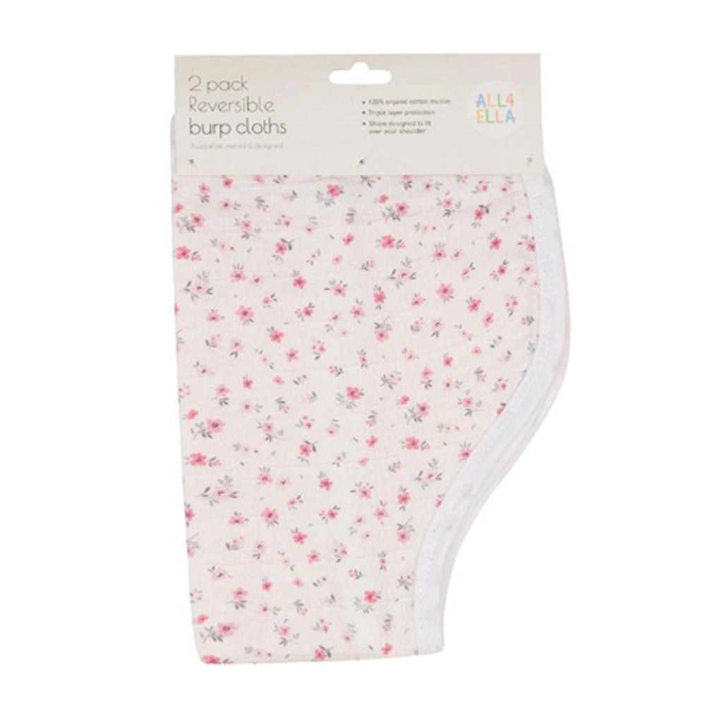 All4Ella Burp Cloths 2pk Pink Petals