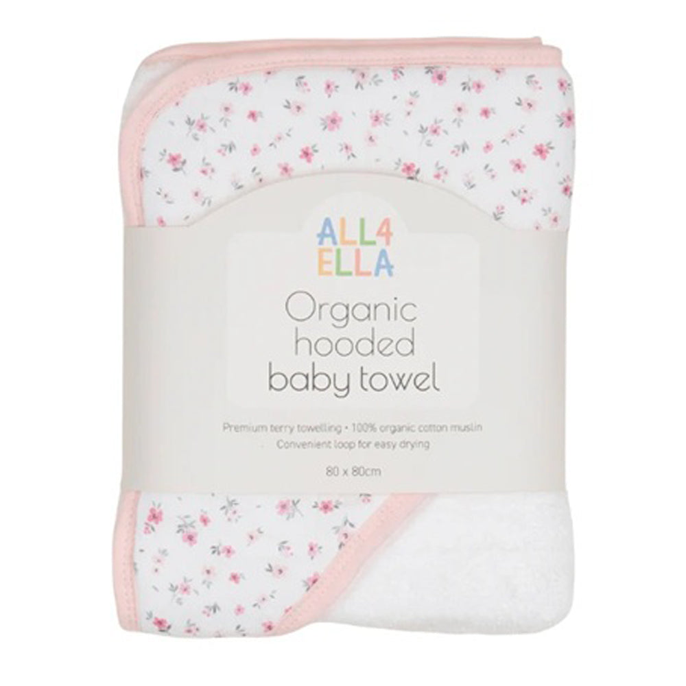 All4Ella Hooded Towel Pink Petals