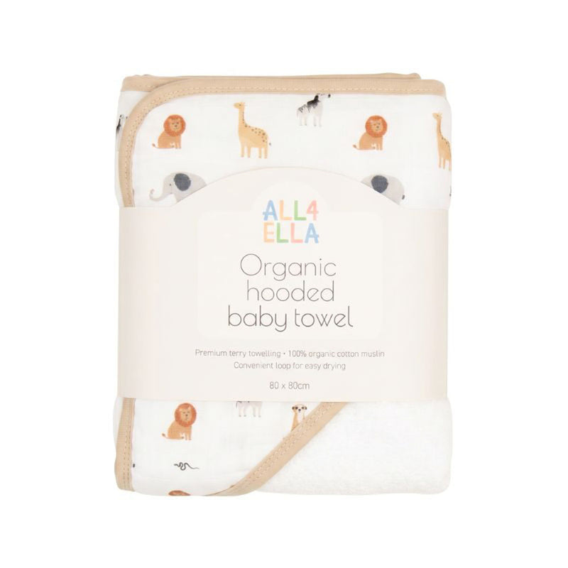 All4Ella Hooded Baby Towel Wild Animals