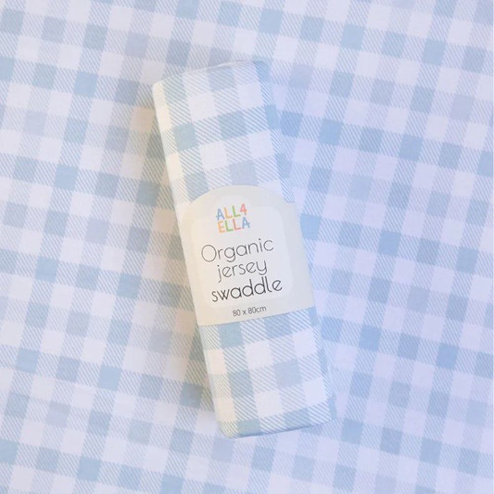 All4Ella Jersey Swaddle Gingham Blue