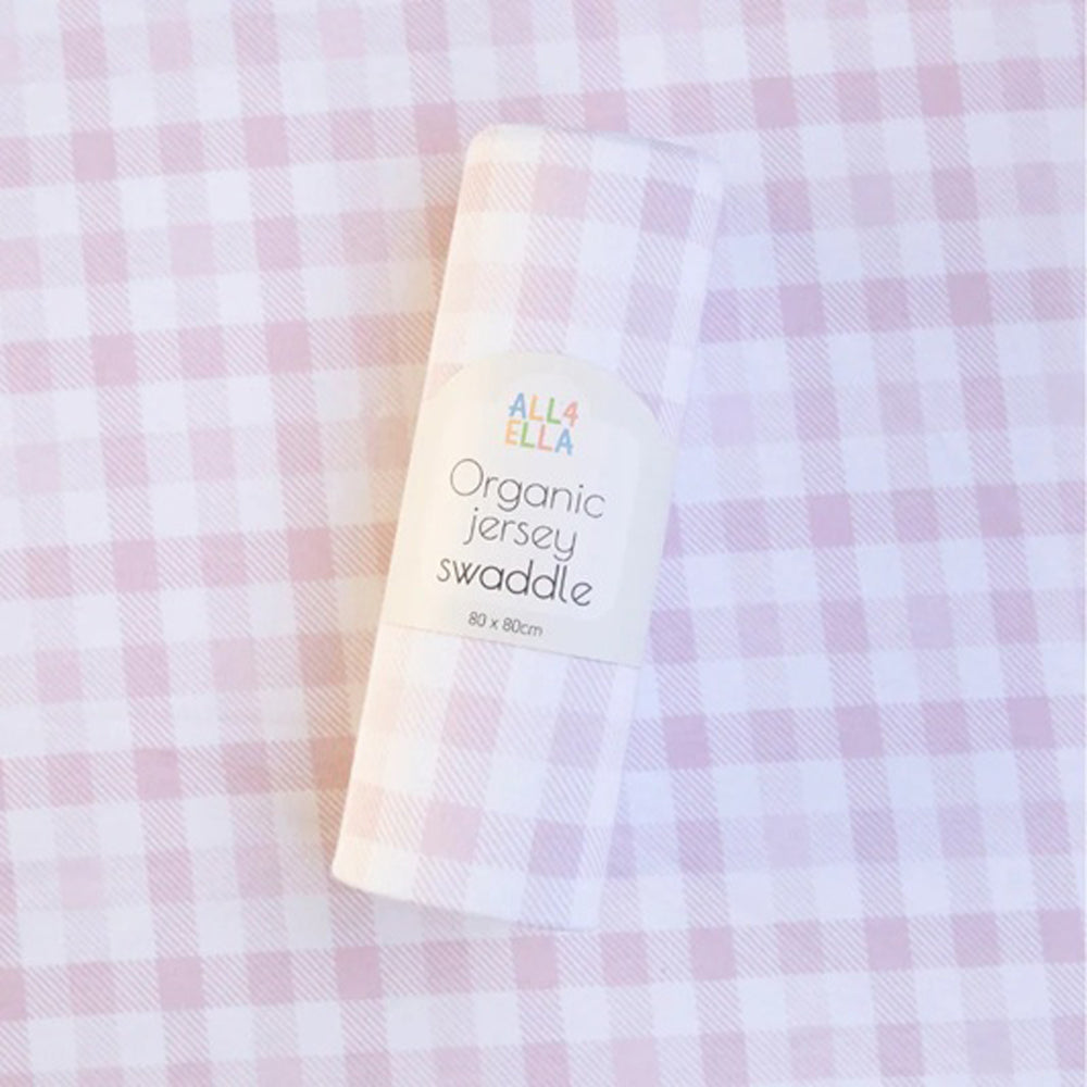 All4Ella Jersey Swaddle Gingham Pink
