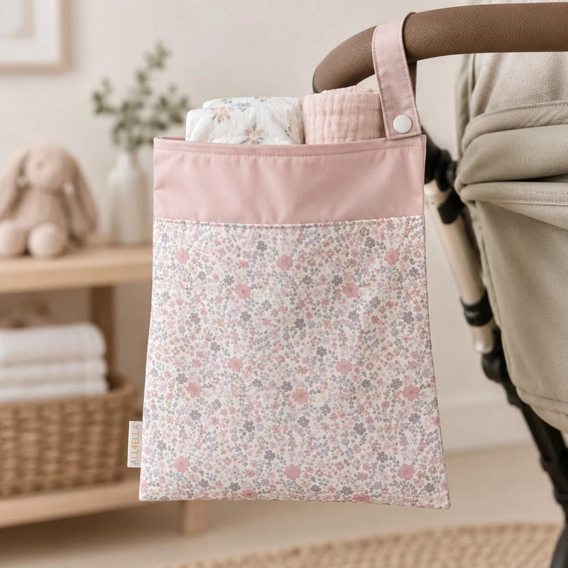 All4Ella Large Recycled Wet Bag Floral & Pink