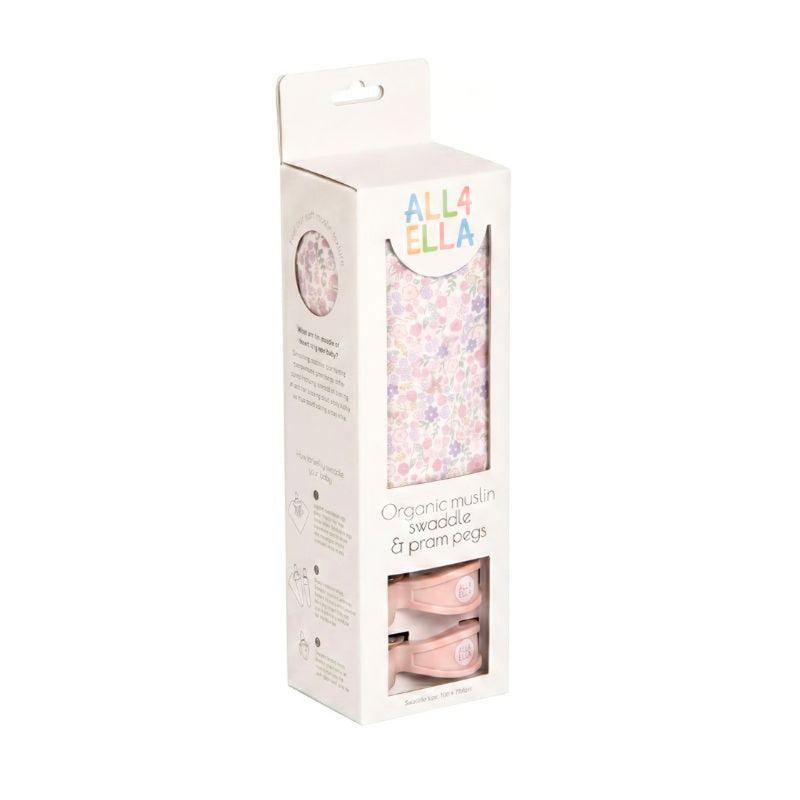 All4Ella Muslin Swaddle & Pram Pegs Blossom