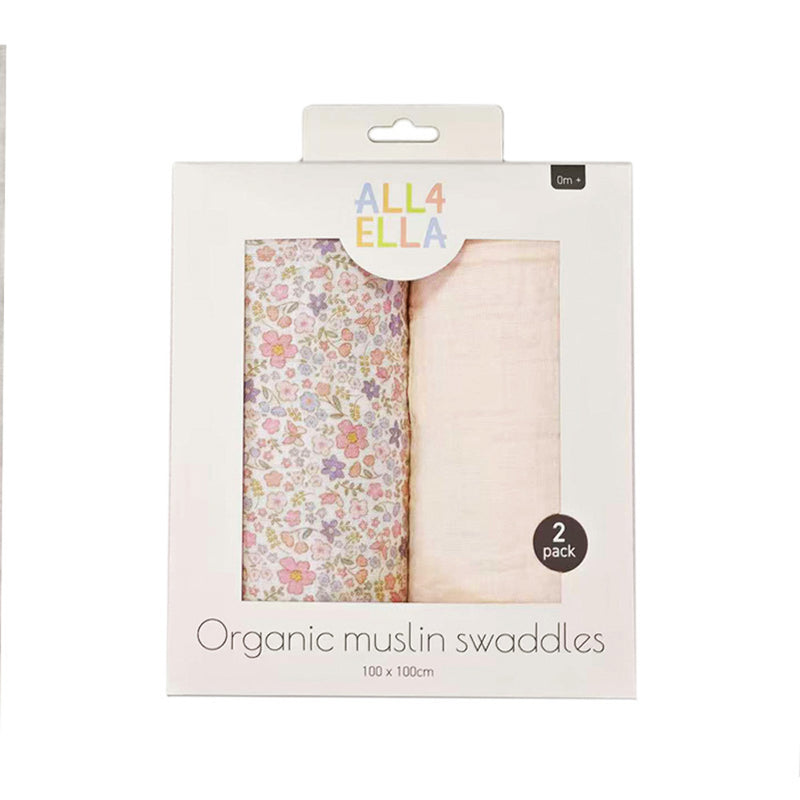 All4Ella Muslin Swaddle Set Blossom & Pink