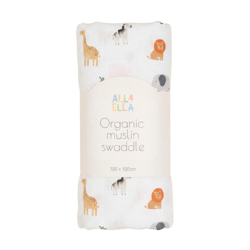 All4Ella Muslin Swaddle Wild Animals