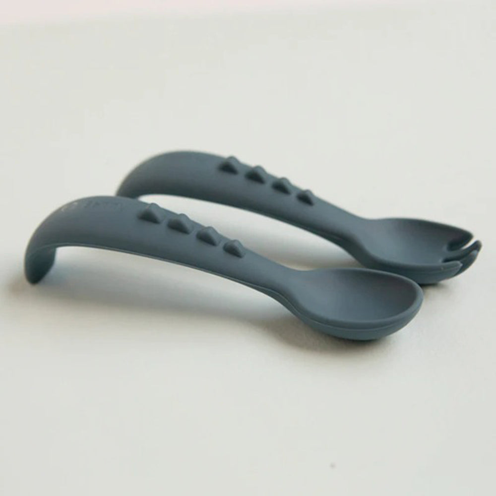 All4Ella Silicone Comfy Grip Cutlery Set Slate Blue