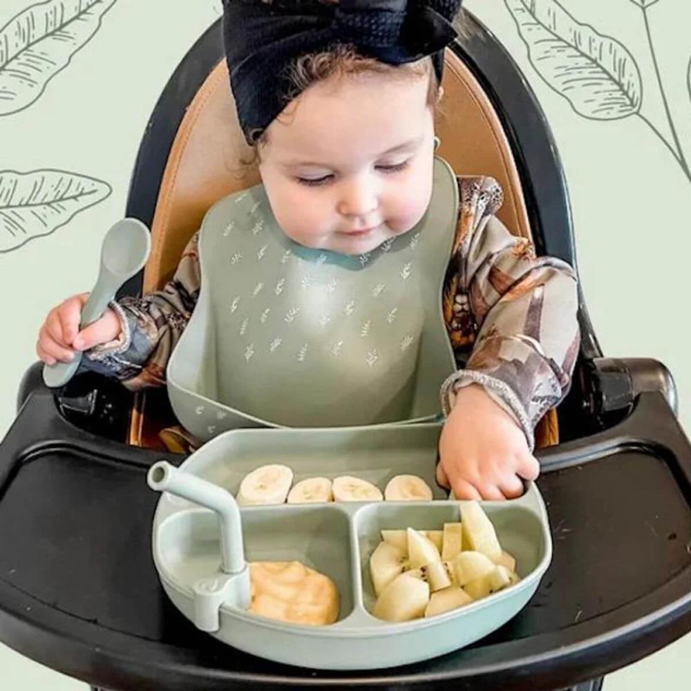 All4Ella Silicone Plate With Straw & Spoon