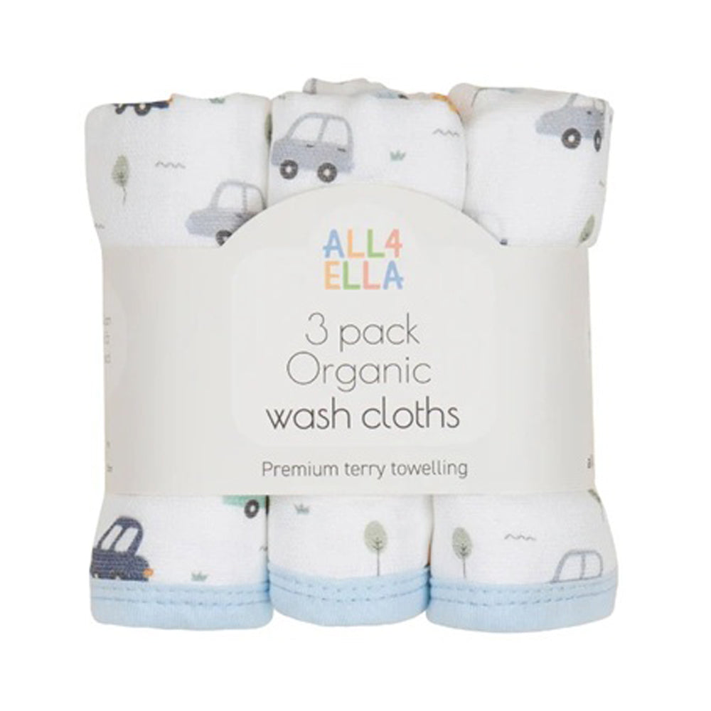 All4Ella Wash Cloths 3pk Beep Beep