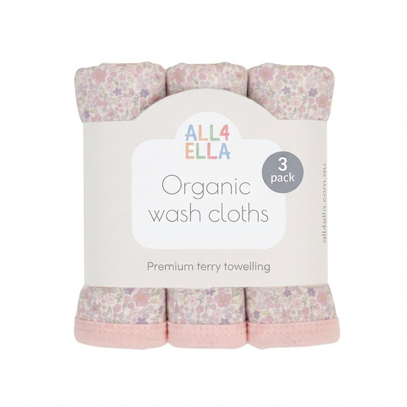 All4Ella Wash Cloth 3pk Blossom