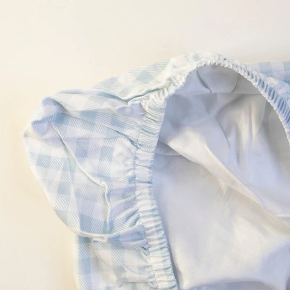 All4Ella Waterproof Fitted Cot Sheet Gingham Blue
