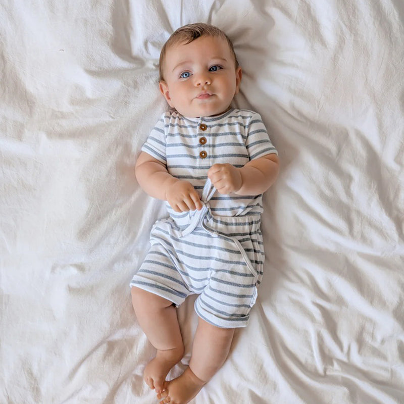 Aster & Oak Blue Stripe Rib Shorts