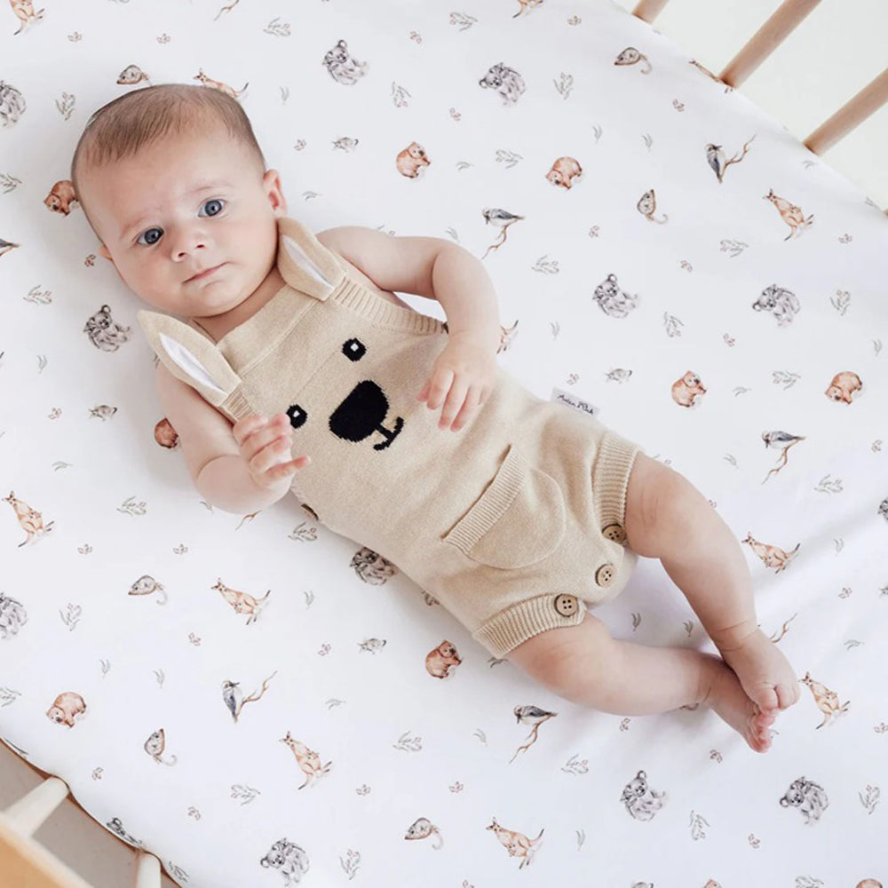Aster & Oak Taupe Kangaroo Knit Romper