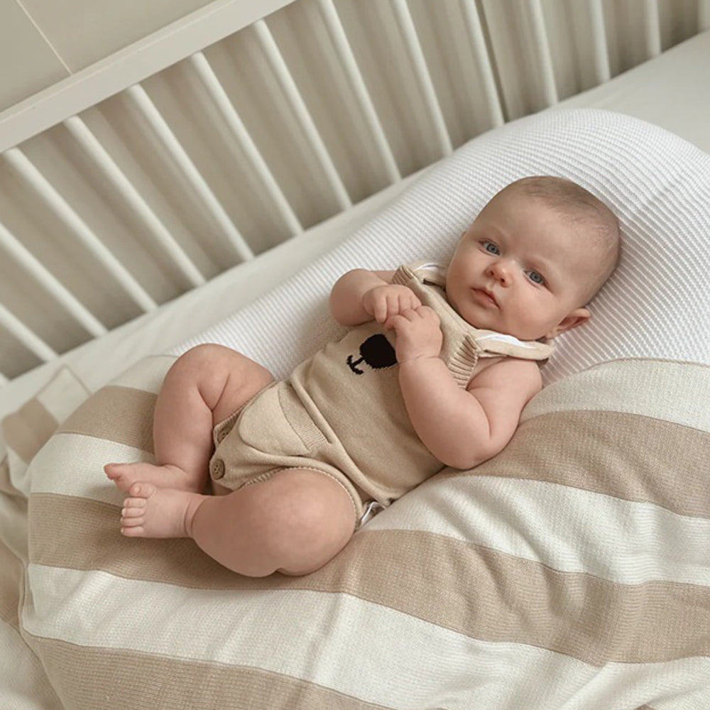 Aster & Oak Taupe Kangaroo Knit Romper