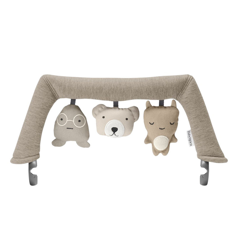 BabyBjorn Bouncer Balance Soft Woven-Jersey Tri-Fabric Sand Grey & Toy Bar Bundle
