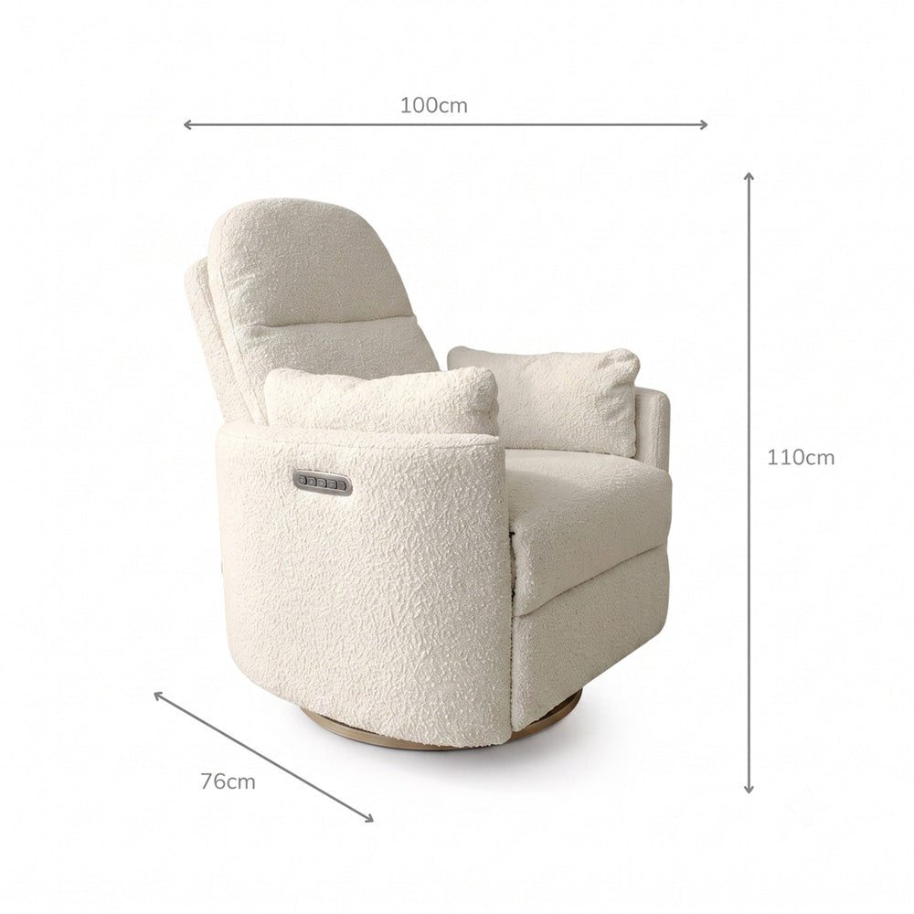 Babyhood Firenza Electric Feeding and Recliner Glider Chair- Boucle Cream