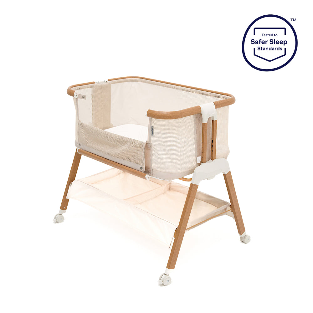 BabyRest Alfie2 Bedside Bassinet Beige Walnut