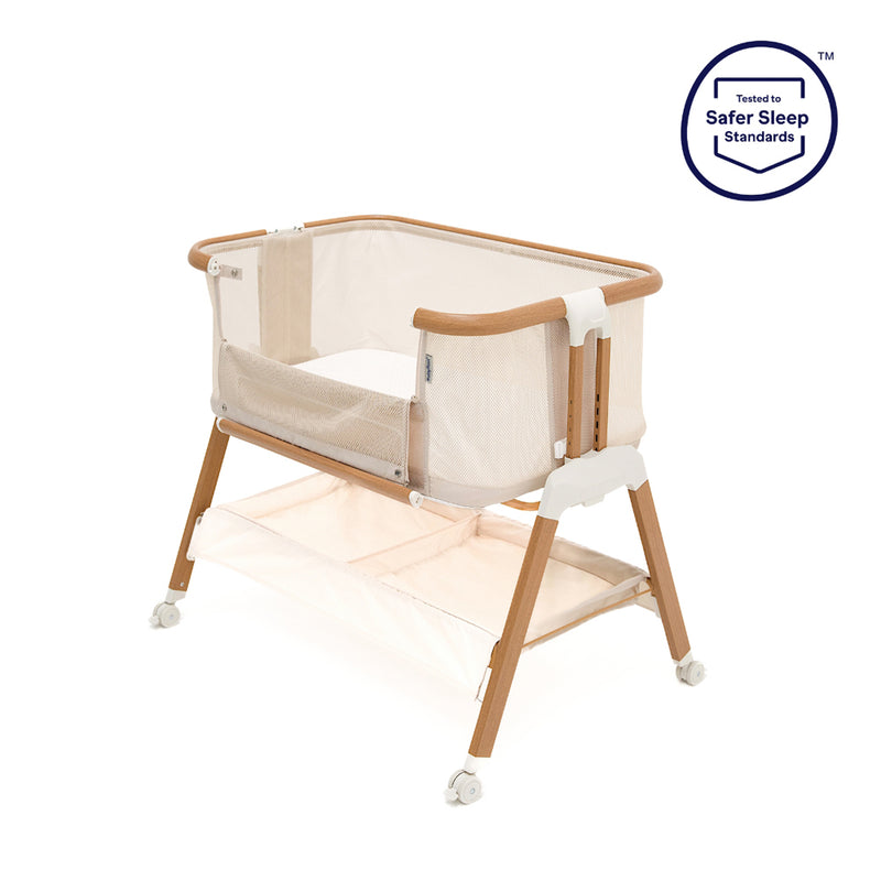 BabyRest Alfie2 Bedside Bassinet Beige Walnut