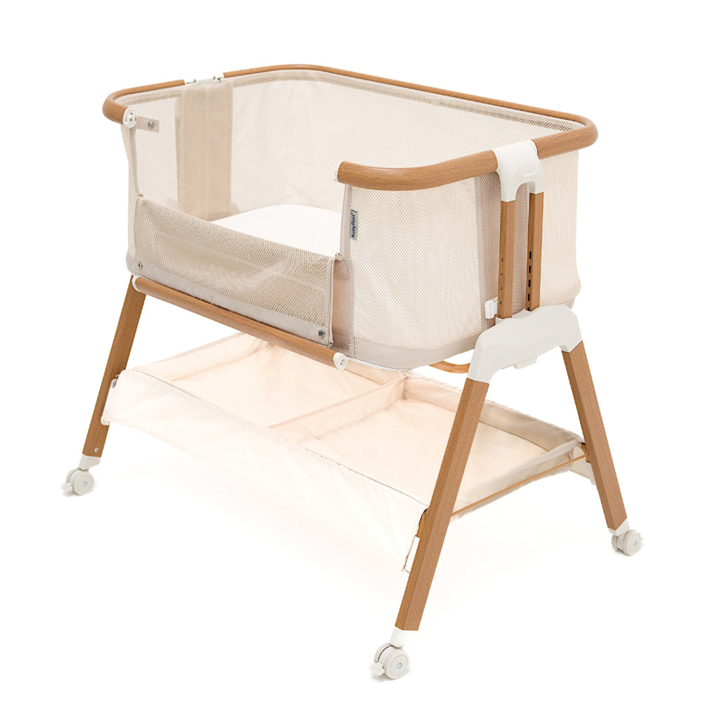 BabyRest Alfie2 Bedside Bassinet Beige Walnut