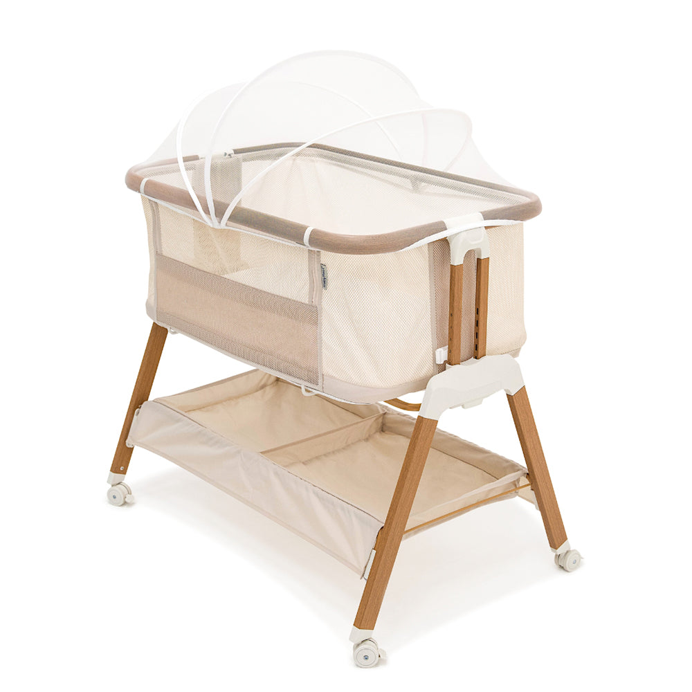 BabyRest Alfie2 Bedside Bassinet Beige Walnut