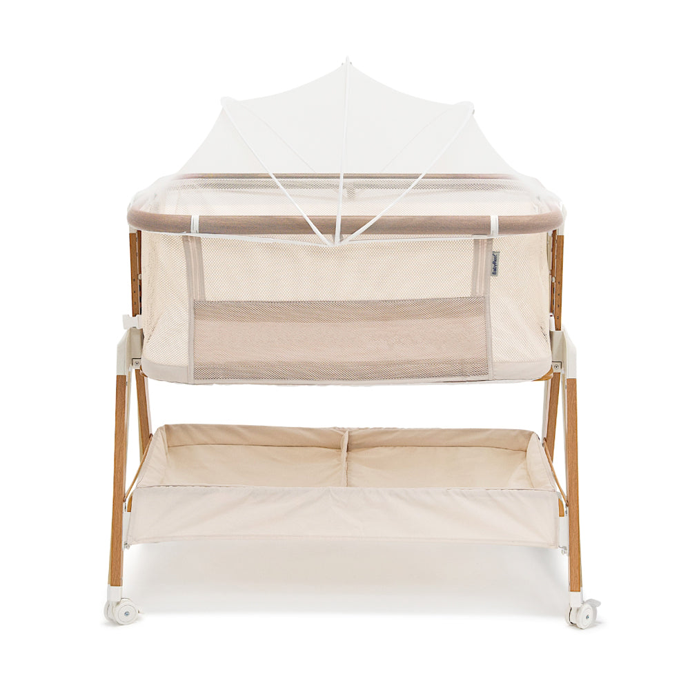 BabyRest Alfie2 Bedside Bassinet Beige Walnut