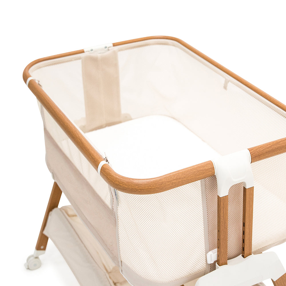 BabyRest Alfie2 Bedside Bassinet Beige Walnut