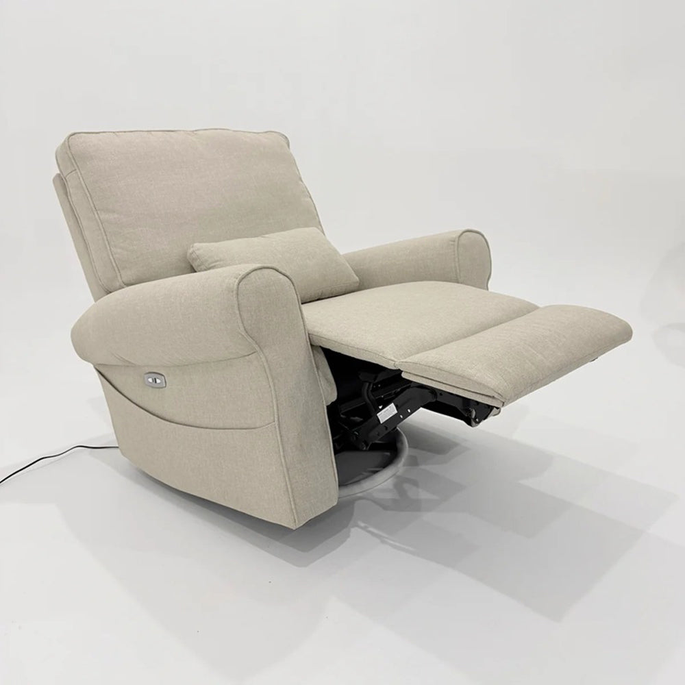 Babystudio Electric Nursery Glider Recliner Chair - Linen Nursing & Feeding Chair - Oatmeal