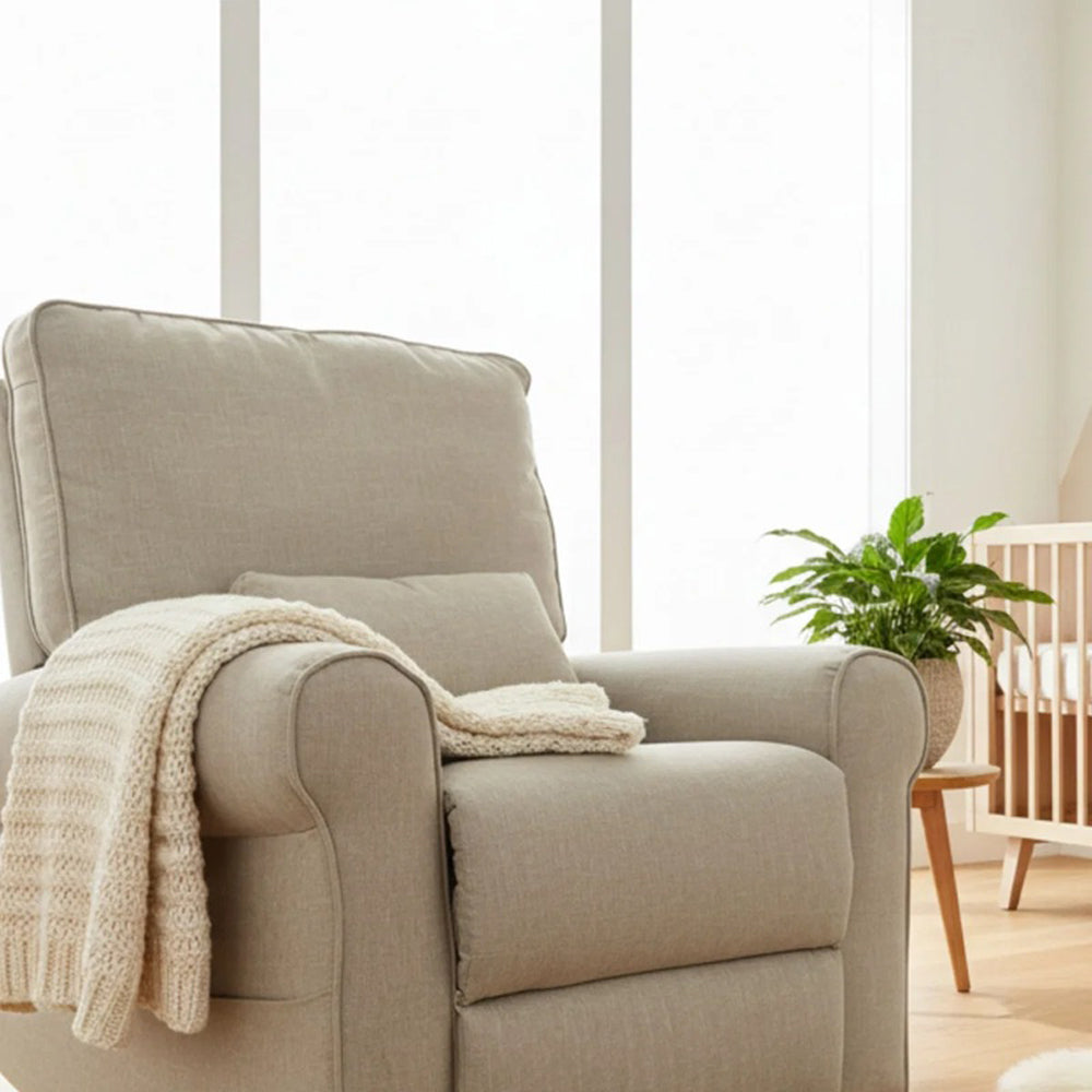 Babystudio Electric Nursery Glider Recliner Chair - Linen Nursing & Feeding Chair - Oatmeal