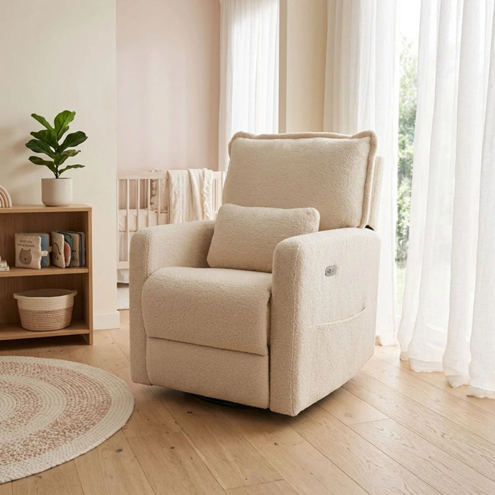 Babystudio Premium Electric Recliner Glider - Teddy Creme Plush