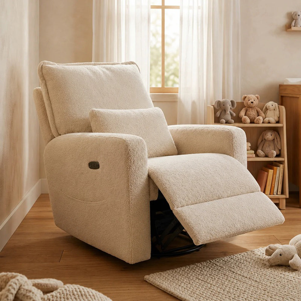 Babystudio Premium Electric Recliner Glider - Teddy Creme Plush
