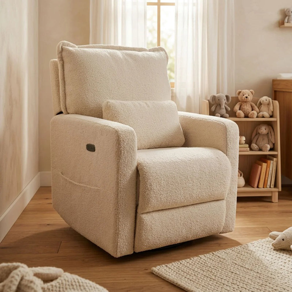 Babystudio Premium Electric Recliner Glider - Teddy Creme Plush