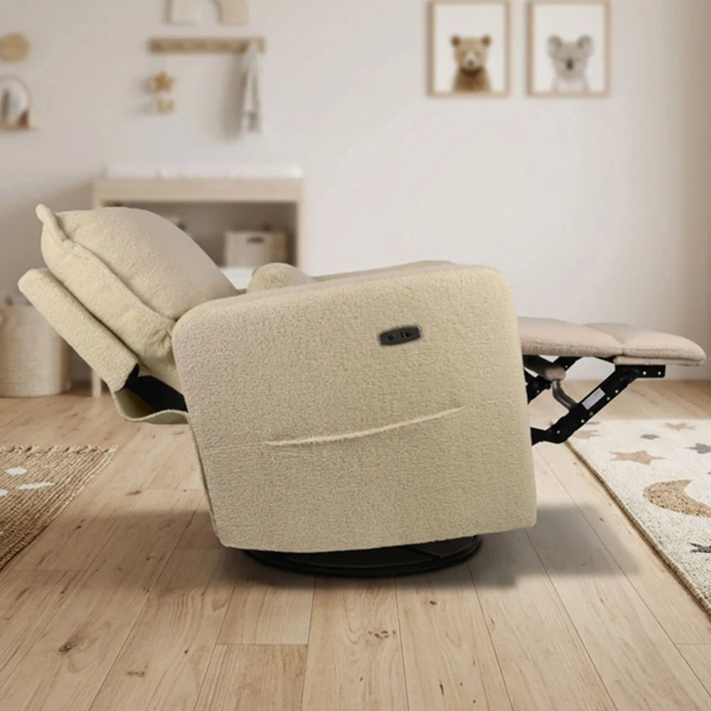 Babystudio Premium Electric Recliner Glider - Teddy Creme Plush