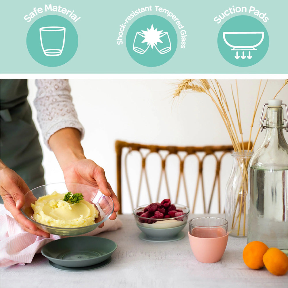 Beaba Duralex Glass Meal Set With Soft Protective Suction Pad
