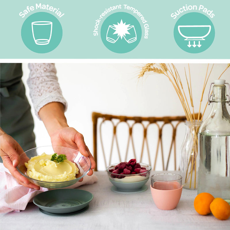 Beaba Duralex Glass Meal Set With Soft Protective Suction Pad