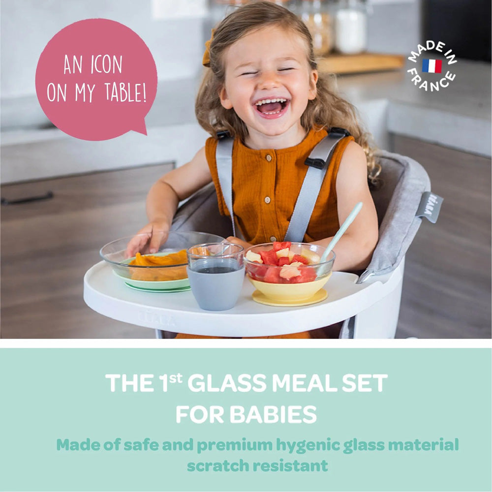 Beaba Duralex Glass Meal Set With Soft Protective Suction Pad