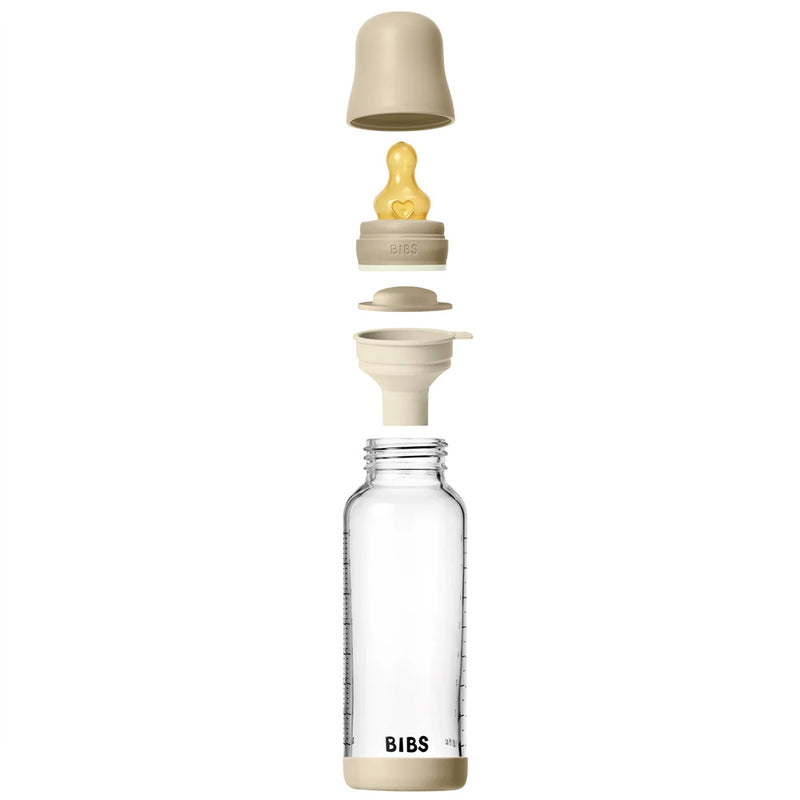 Bibs Dummies Glass Bottle Complete Set 240ml Latex - GLOW