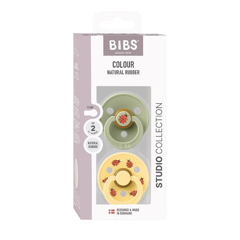 Bibs Dummies Studio Colour 2pk Ladybug Sage Mix