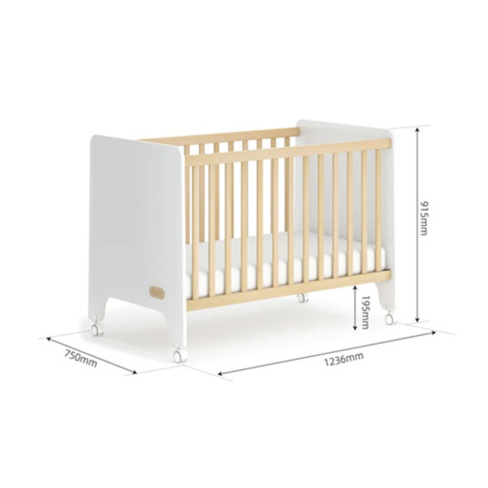 Boori Natty Compact Cot Barley White/Almond