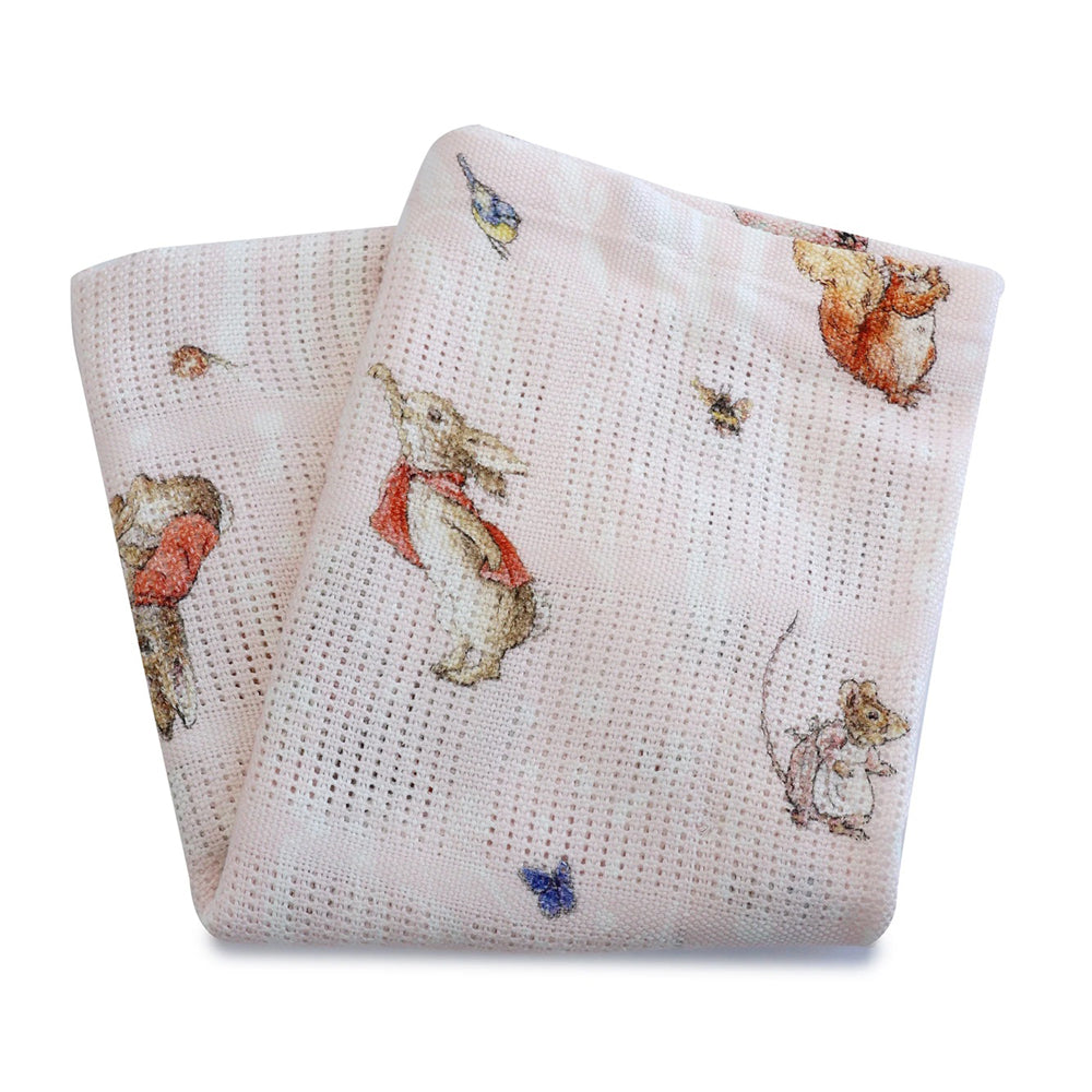Bubba Blue Flopsy Mopsy & Cottontail Digital Print Cellular Blanket