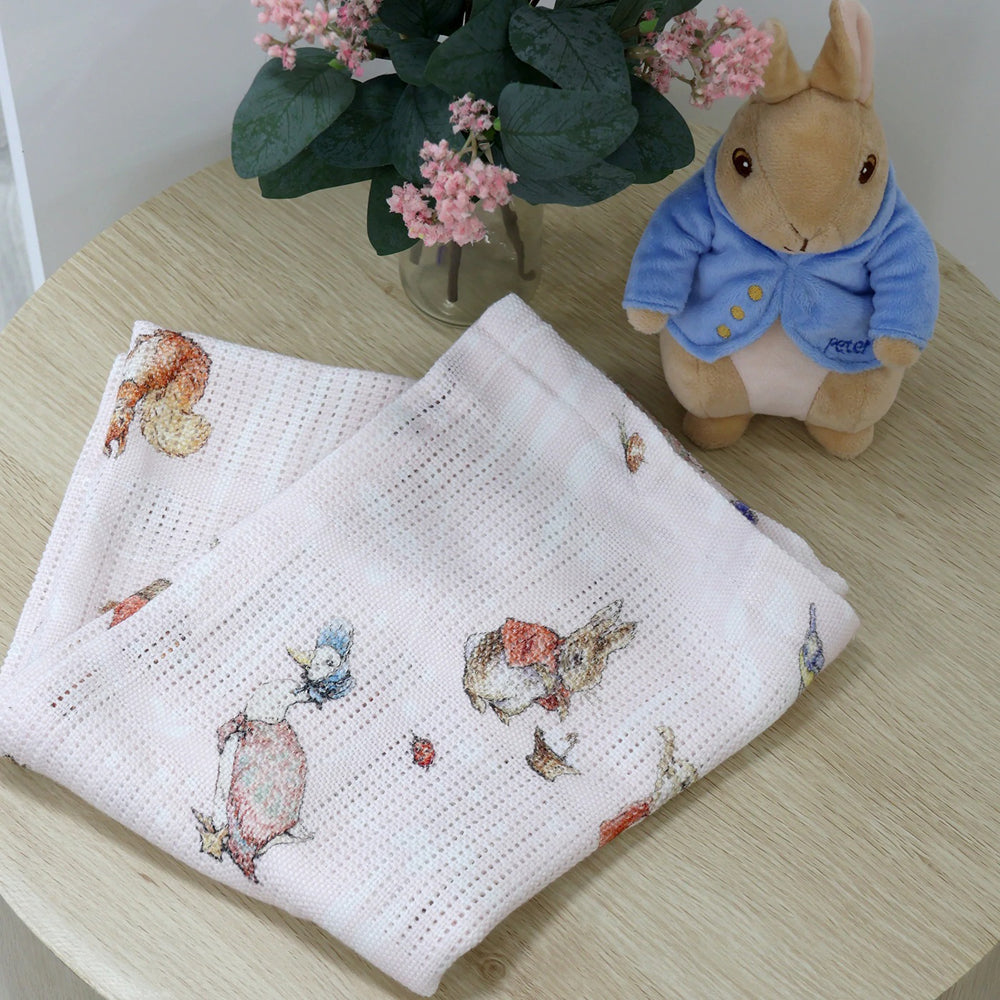 Bubba Blue Flopsy Mopsy & Cottontail Digital Print Cellular Blanket