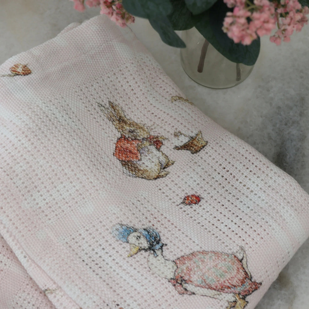 Bubba Blue Flopsy Mopsy & Cottontail Digital Print Cellular Blanket
