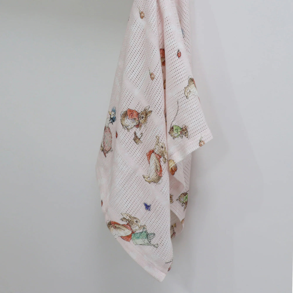 Bubba Blue Flopsy Mopsy & Cottontail Digital Print Cellular Blanket