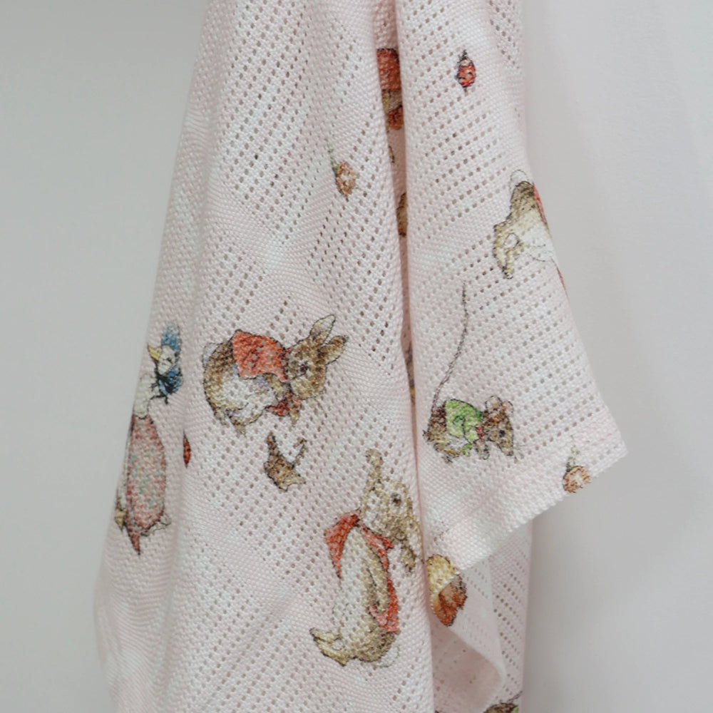 Bubba Blue Flopsy Mopsy & Cottontail Digital Print Cellular Blanket