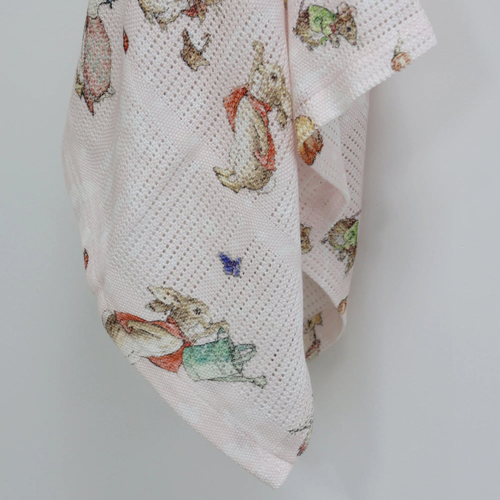 Bubba Blue Flopsy Mopsy & Cottontail Digital Print Cellular Blanket