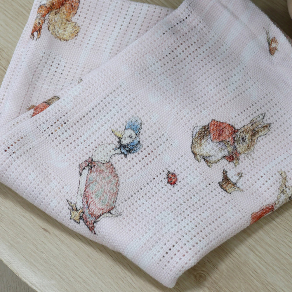 Bubba Blue Flopsy Mopsy & Cottontail Digital Print Cellular Blanket