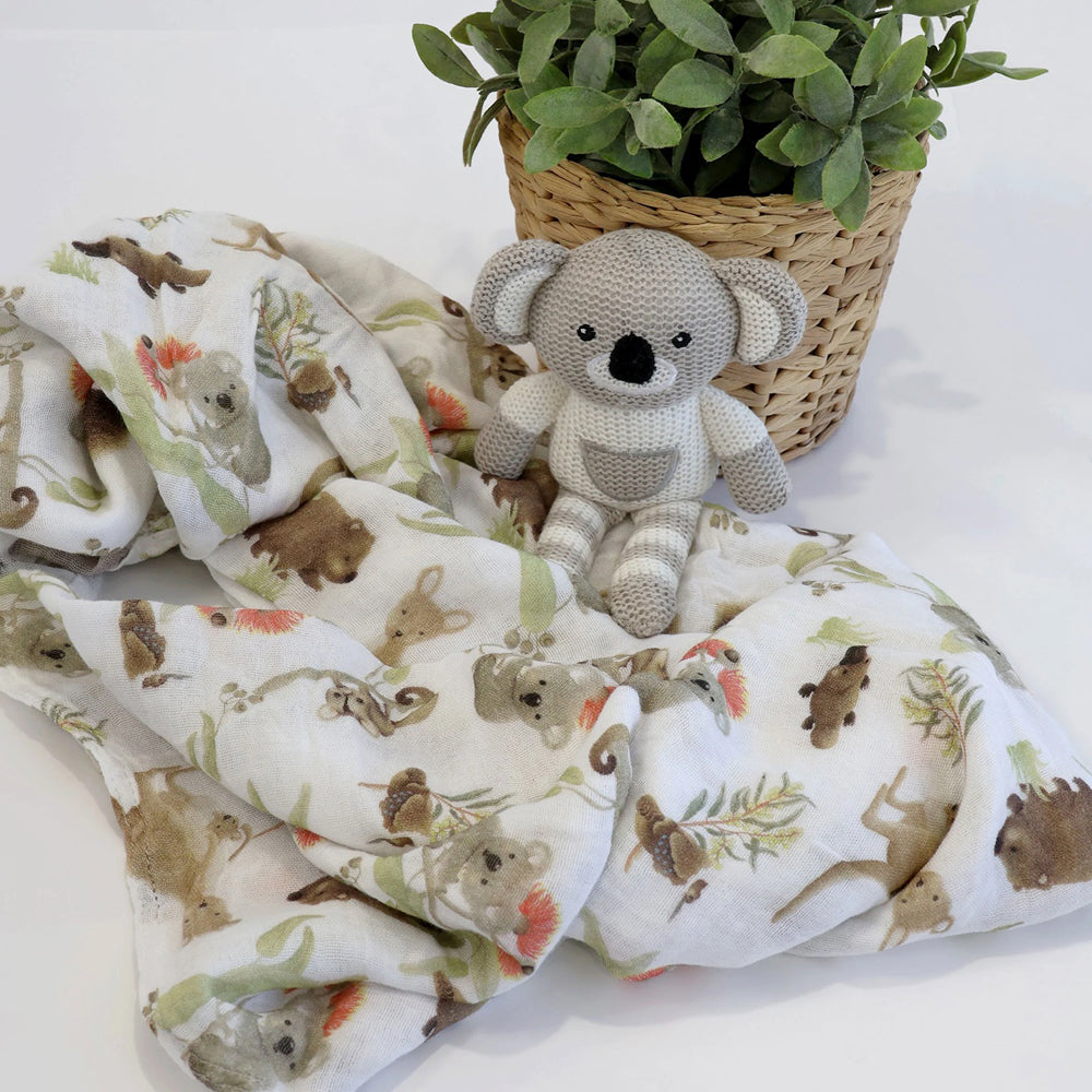Bubba Blue Koala Rattle & Muslin Wrap Gift Set